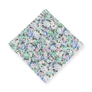 White w/ Pastel Watercolor Floral Pocket Square